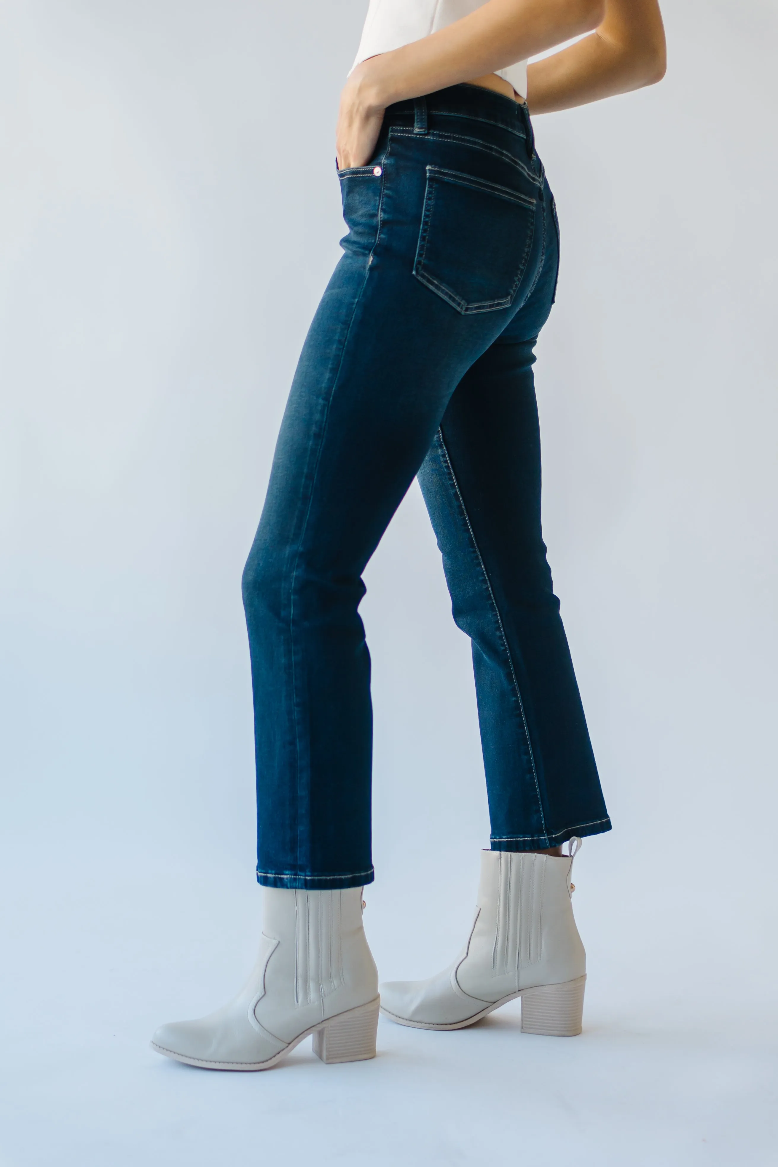 The Ballwin High Rise Bootcut Jean in Dark Blue