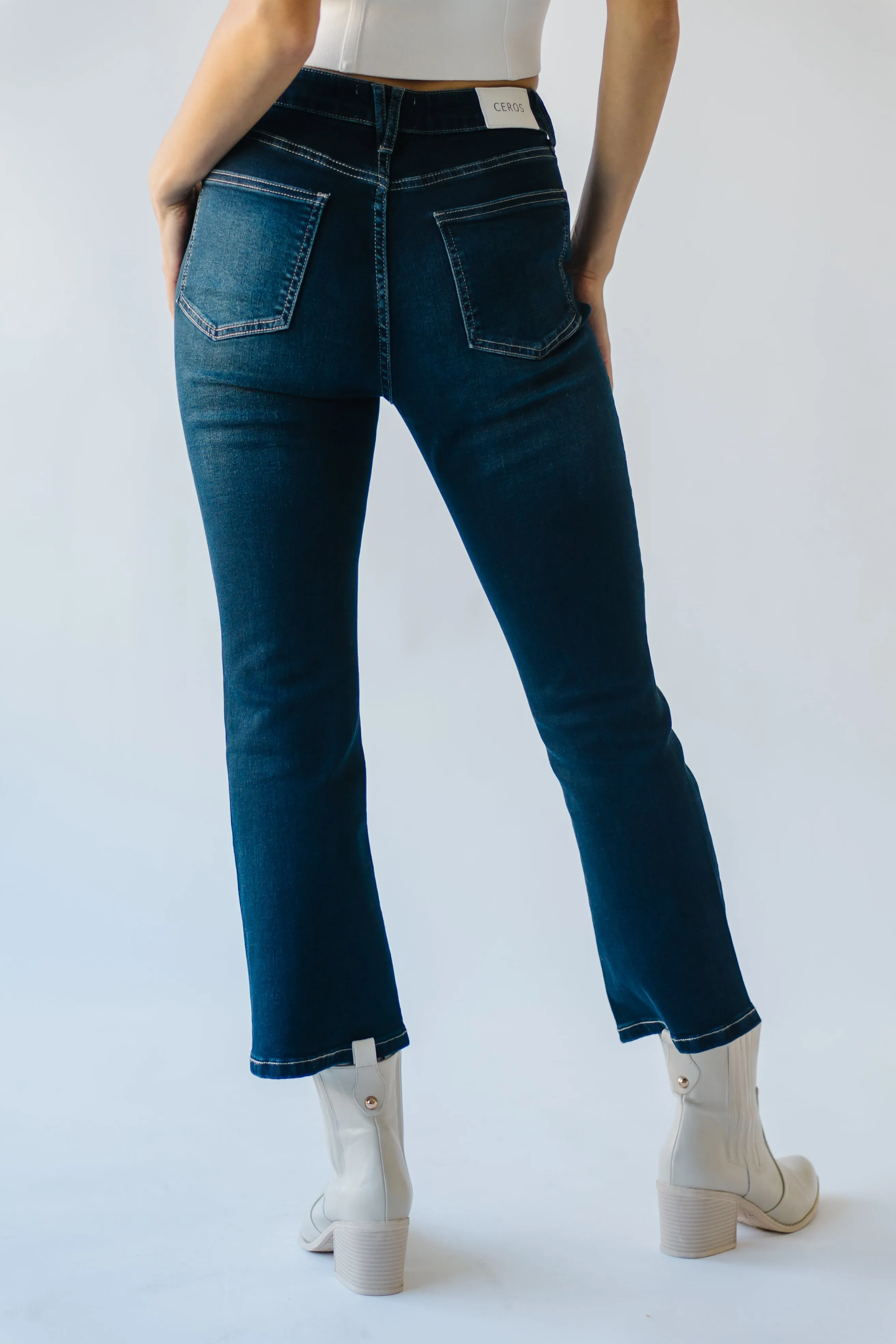 The Ballwin High Rise Bootcut Jean in Dark Blue