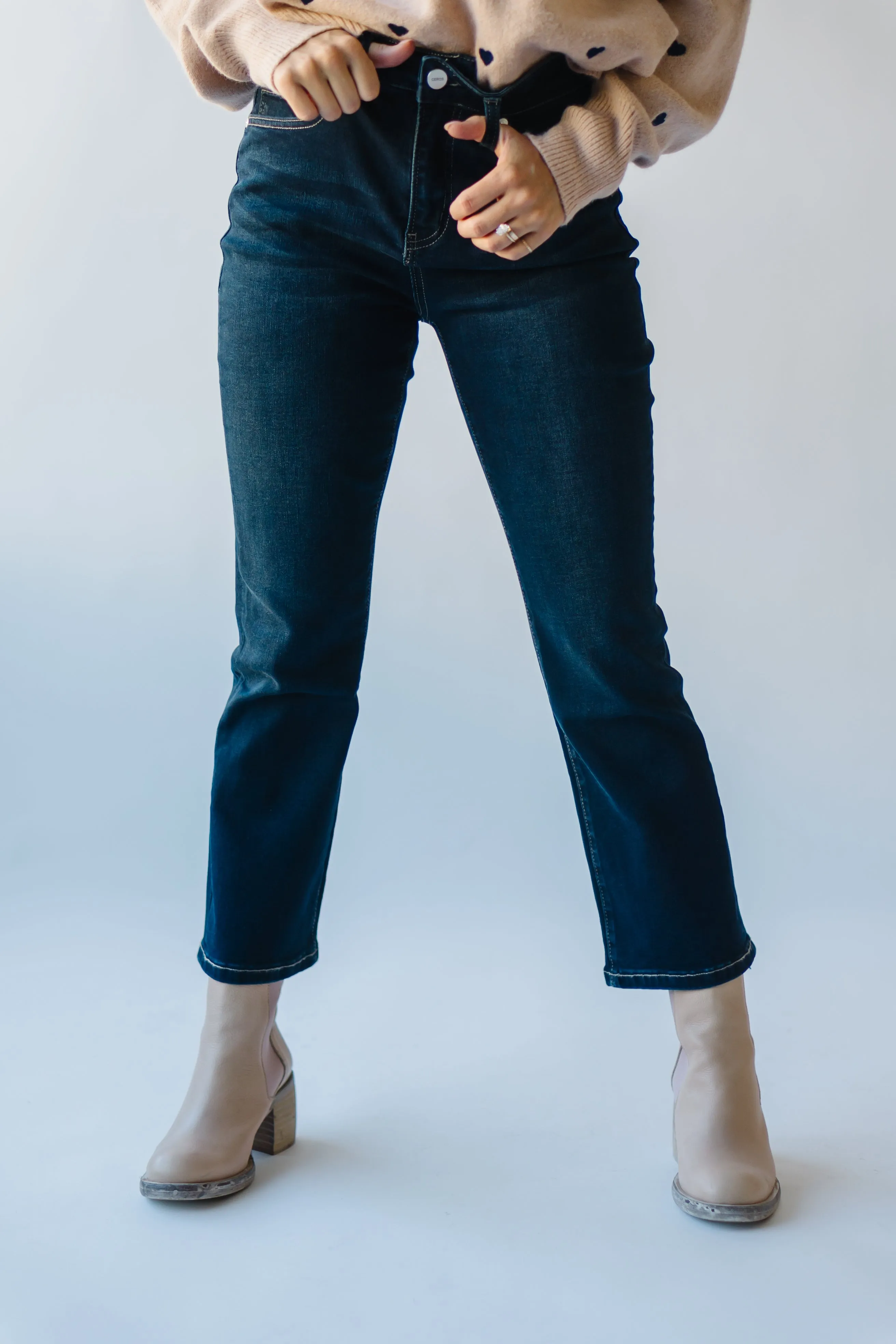 The Ballwin High Rise Bootcut Jean in Dark Blue