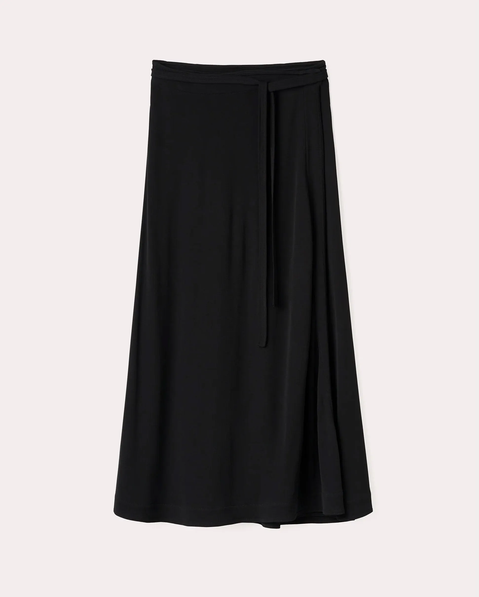 TIE-WAIST WRAP SKIRT / BLACK