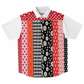 Tokyo Nights Floral Patchwork Short Sleeve Button Down Shirt