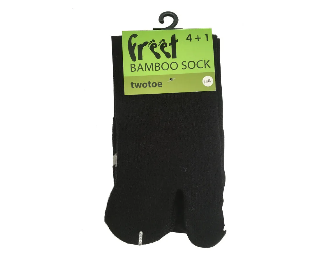 Two-Toe Bamboo Sock - Black / White