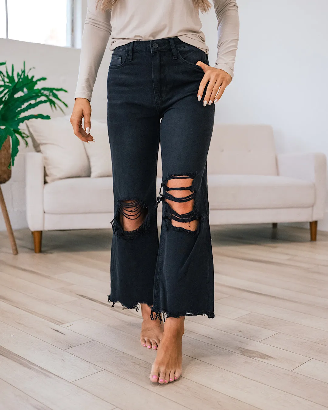 Vervet Black 90's Crop Flare Jeans