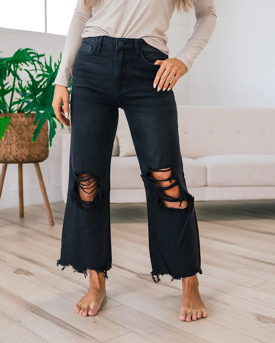 Vervet Black 90's Crop Flare Jeans