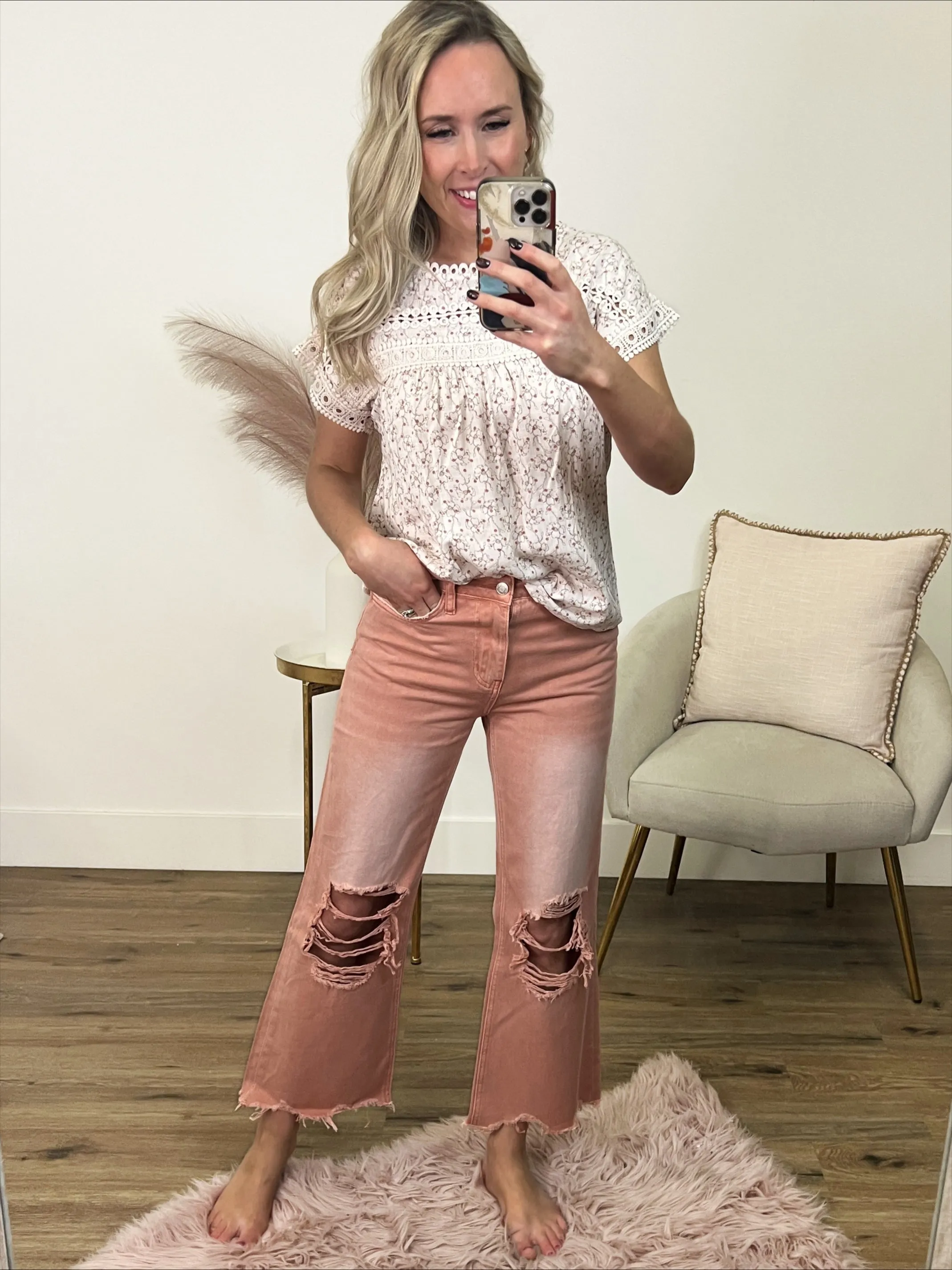 Vervet Melon 90's Crop Flare Jeans