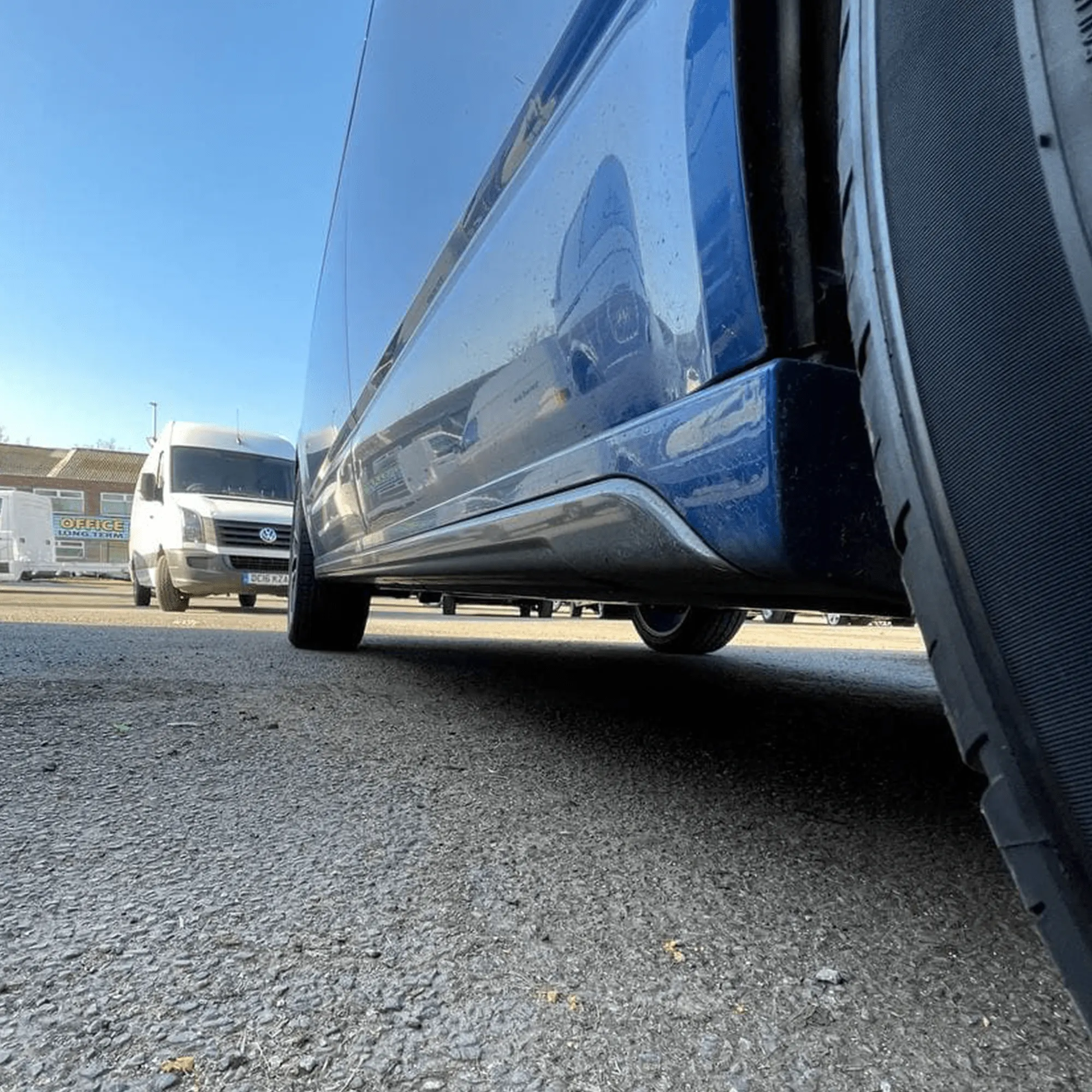 VW T5, T5.1 LWB Side Skirts Deep Black Plastic Painted and Ready to Fit