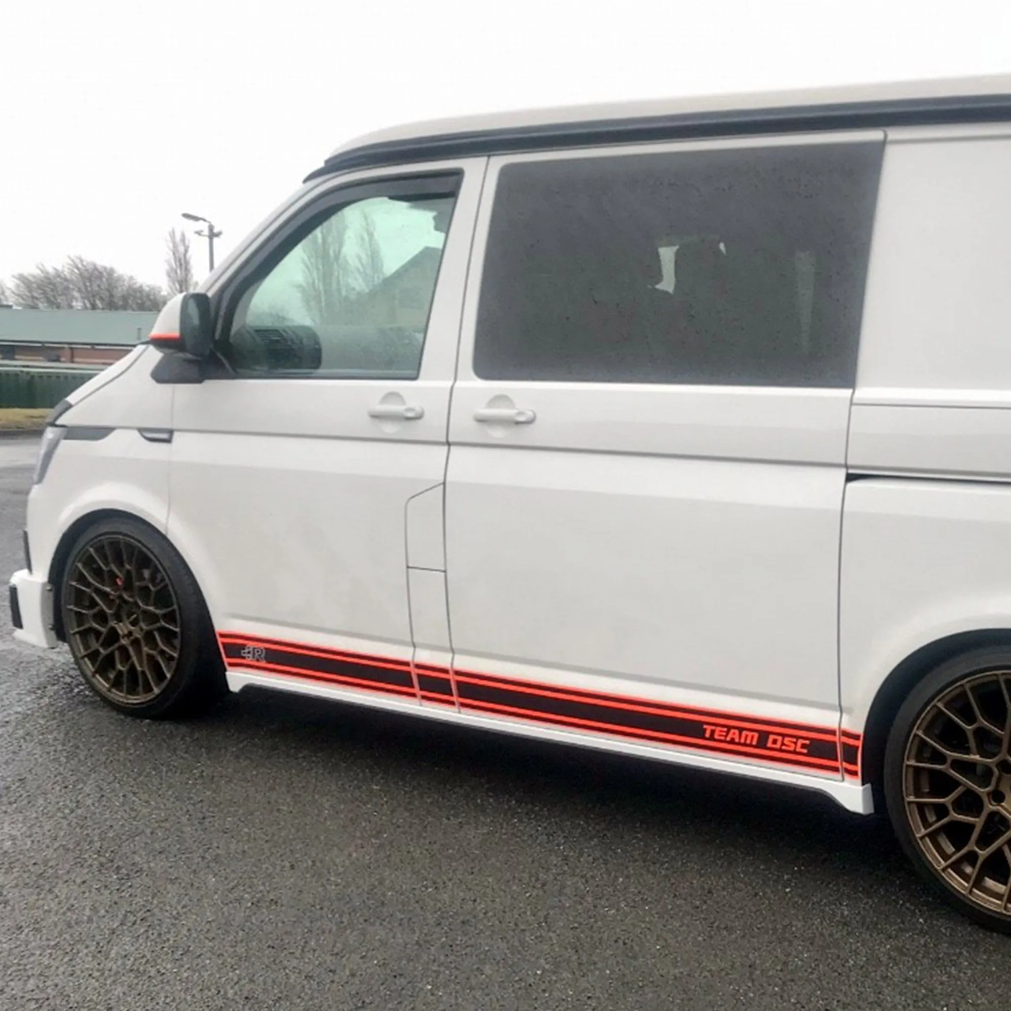 VW T6 Transporter SWB Side Skirts Candy White Plastic Painted and Ready to Fit