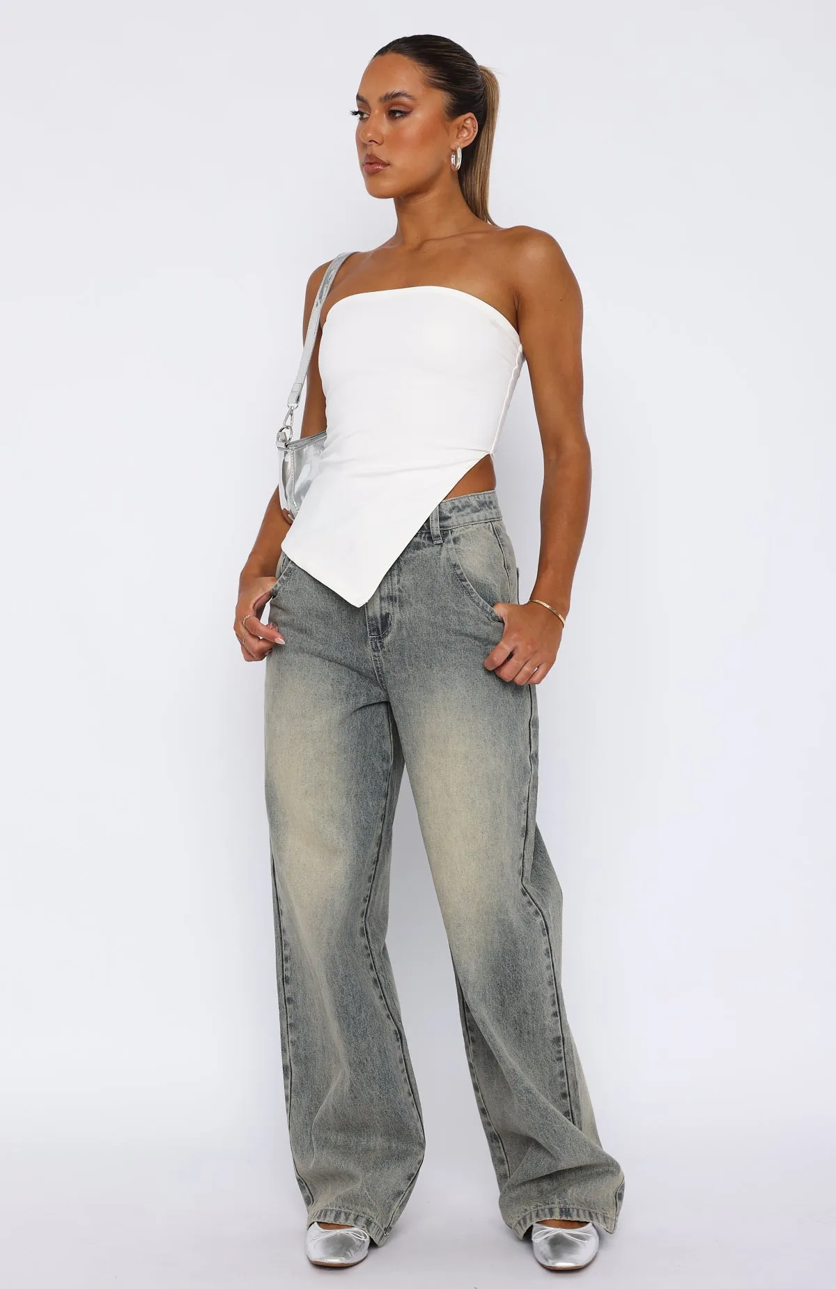 Willow Mid Rise Wide Leg Jeans Sand